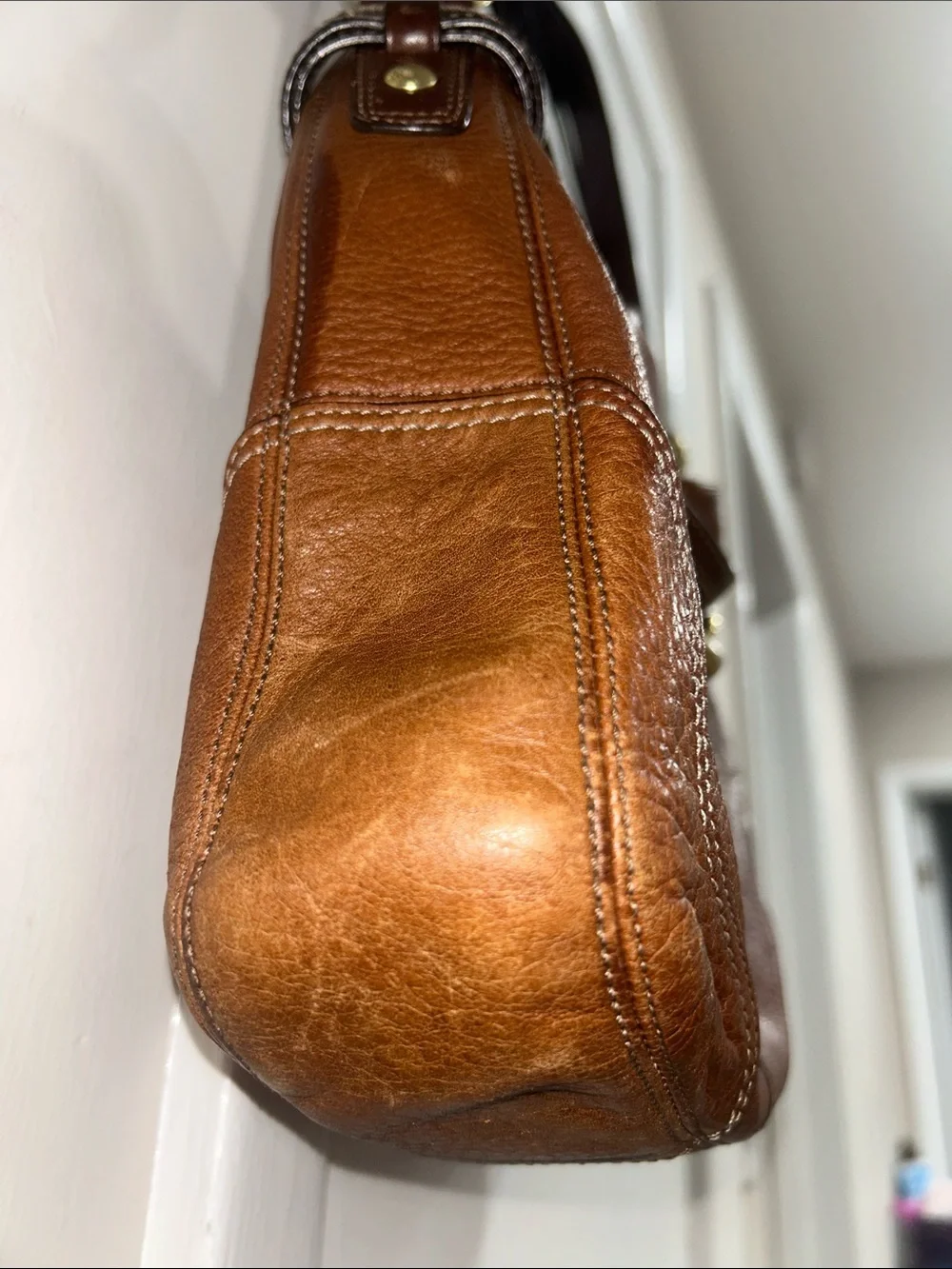 sold Coach Y2K Brown Leather Hamptons Shoulder Tote Bag with Gold Hardware